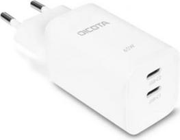 Dicota 65W GaN Charger, 2x USB-C, White