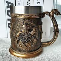 Kūrybingas Vikingų Piratų Alaus ir Kavos Puodelis - Didelis Nerūdijančio Plieno ir Dervos Amatų Puodelis gray