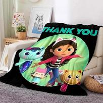 Kawaii Gabby namas Animacinis spausdintas pledas Pledas iškylai Šiltas flanelinis Minkštas ir patogus Namams Kelionėms Gimtadienio dovana 75x90cm white