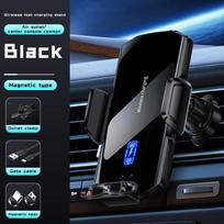 Wireless Car Phone Holder Stand 15W Fast Charge Touch Control Air Vent Phone Bracket Tempered Glass Panel for iPhone Android SD11 gray