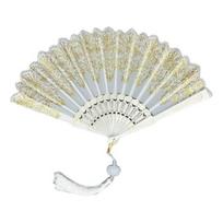Retro stiliaus ventiliatoriaus sparnas Wing Chun šokio ventiliatorius 45 cm išskleidimo plotis Ventiliatorius su pasvertomis kutais Stabilus sukimas Sceninės pasirodymų ventiliatorius A white