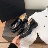 Split-toed shoes women's horseshoe pig's trotters small leather shoes lace-up casual loafers 35 gray