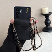Krepšys per petį Piniginė Kortelių Laikiklis Lizdas Telefono Dėklas Samsung S26 Plus S25 Edge S24FE S23 S22 S21 Ultra A07 A17 A56 A36 A16 A26 Dangtelis Galaxy S22 5G juoda