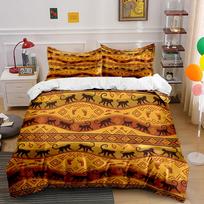 Indigenous Style Monkey Geometric Pattern Bedding Set 1 Duvet Cover 2 Pillowcases For Adult And Children Luxury Gift Full Size EU Twin 135X200cm&set orange