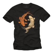 Mens T-shirt Yin Yang Motif Buddha Koi Fish Gifts For Anglers Size S5XL S brown