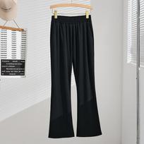 Women's Mid Rise Flare Pants Plus Size Thin Korean Casual Trousers Summer Elastic Waist Micro Flare Pants 4XL juoda