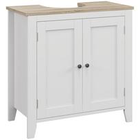 Baldai po kriaukle Žema spintelė su 2 durelėmis ir reguliuojama lentyna Modernaus stiliaus 60x30x60 cm Balta 60 x 30 x 60 cm