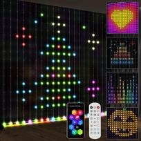LED užuolaidinės girliandos 3x3m, išmanios, su muzikos sinchronizacija, nuotolinio valdymo pulteliu ir programėle, pritaikomais efektais ir spalvomis 300 x 300 x 1 cm