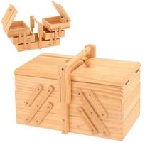 Klasikinė medinė siuvimo dėžutė-organizatorius 30x16x20 cm