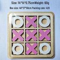XO Wooden Tic Tac Toe Casual Battle Tabletop Game pink