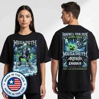 Megadeth Farewell Tour 2026 February 15 2026 Double Sided T-Shirt XL gray