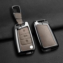 Metalinis odinis automobilio rakto dangtelis Volkswagen VW Polo Golf 7 MK7 Tiguan Passat Skoda Octavia Kodiaq Karoq Seat Ateca Leon gray
