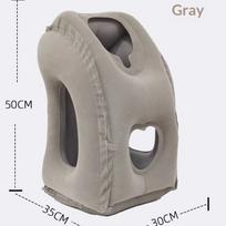 Portable Inflatable Travel Neck Pillow , Hand-Washable Cover For Airplane Car Bus Train Office Nap Camping A1 gray