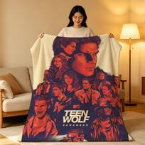Movie T-Teen W-Wolf Throw High-Density Short Plush Blanket Soft Skin-Friendly for Sofa Nap Air-Conditioned Room Size: 75*100cm, Weight: 230 GSM red