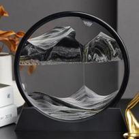 3D judantis smėlis meno paveikslas Apvalus stiklas Giliavandenis smėlio peizažas Smėlio laikrodis smėlis tekantis smėlis Tapyba Biuro namų dekoro dovana