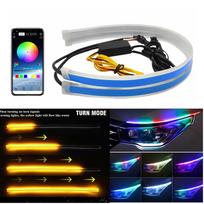 30/45/60cm 12V RGB LED juostelės automobiliui, tekantis posūkio signalas, valdymas programėle, lanksti dekoratyvinė juosta, atspari vandeniui, dienos žibintas rami spalva