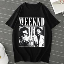 Pop Singer Artist The Weeknd Print Anime Tops Tees Clothes Unisex T-shirt Women Cartoon Tee Short Sleeve Fashion Girls T Shirt M black