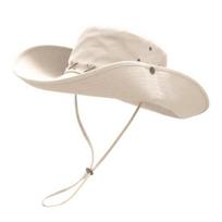 Western Cowboy Hat, Unisex Outdoor Hiking Hat with Adjustable Windproof Rope, Outdoor Sunshade Suede Fisherman Hat for Camping Travel