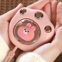 Mini Electric Heater Rechargeable Pocket Warmer Cute Cat's Claw Hand Warmer  Winter rožinė
