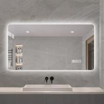 60 x 120cm LED Bathroom Mirror with Backlight, Anti-Fog, 3 Light Colors, Dimmable, Memory Function, IP44 Waterproof, Horizontal and Vertical Mountable 120 x 60 x 2.9 cm sidabras