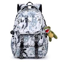 Mokyklinė kuprinė vyriška ins madinga šauni pagrindinės mokyklos vidurinės mokyklos mokinys koledžo studentas mada mokyklinė kuprinė individualizuotas grafiti didelė talpa No accessories gray