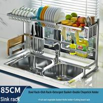 Zhishi Over-the-Sink Double Sink Dish Drying Rack gray