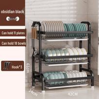 3-Tier Freestanding Kitchen Dish Drying Rack gray