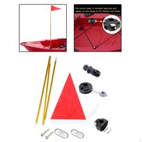 Kayak Safe Flag Mount Kit Foldable Pole Lightweight Multipurpose Portable with Base Boat red