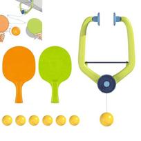 Adjustable Hanging Table Tennis Trainer Portable Set with Racket and Balls yellow