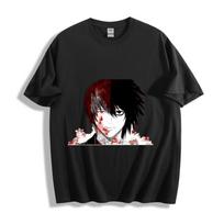 Death Note Light Yagami T-Shirt - Red and Black Hair Split Design Unisex Tee 2XL black