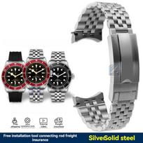 21mm 22mm tvirtas metalinis laikrodžio apyrankė su lenktu galu, skirtas Tudor Black Bay 41mm M7941A M7941A1AONU M79543 nerūdijančio plieno laikrodžio dirželis 20mm-width sidabras