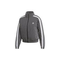 Adidas Originals Trumpas Dryžuotas Stovimos Apykaklės Medvilninis Švarkas Moteriški Švarkai Juodas Baltas DY0873 30