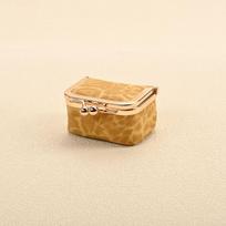 Mini PU Leather Kiss Lock Jewelry Box Leopard Pattern Portable Earphone Storage Case Coin Purse Ring Necklace Travel Organizer for Women geltona