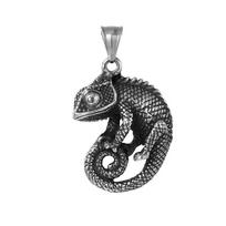 Gotikinio nerūdijančio plieno chameleono pakabuko karoliai Punk Biker gyvūno pakabukas Šauni vyrų mados juvelyrika Dropshipping parduotuvė gray