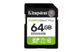 Kingston Canvas Select Plus | 64GB | SD | Flash memory class Class 10, UHS-I, U1/U3, Video Class 10/30