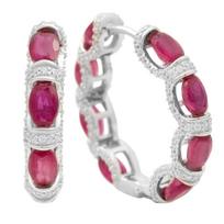 Sidabriniai auskarai su natūraliu rubinu 14.169ct, fianitais (2205036) rubino raudonumo spalva