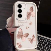 Golden Butterfly Case For Samsung Galaxy A55 A54 A56 5G A57 A16 A17 A34 A15 A25 A35 S26 S21 FE S25 Edge S22 S23 S24 Ultra Capa Galaxy S25+ balta