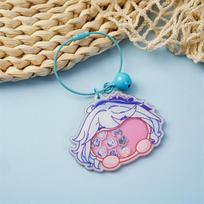 Anime-Style Acrylic Shaker Keychain and Backpack Charm with Bell gray