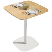 Mažas valgomojo stalas, 60 cm kvadratinis virtuvės stalas su medžio lukšto stalviršiu ir plienine kojų konstrukcija - Natūralaus medžio apdaila 60 x 60 x 75 cm