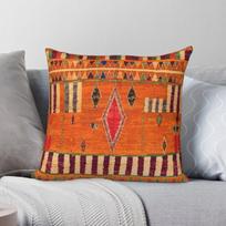 Orange Traditional Moroccan Square Pillowcase Polyester Linen Velvet Pattern Zip Decor Sofa Cushion Cover 18 30X30CM