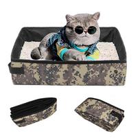 Portable Waterproof Foldable Cat Litter Box with Storage Bag 40x30x15cm for Cats Up to 12 lbs gray