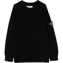 Stone Island Džemperis Vienspalvis Logotipo lopas Apvali apykaklė Ilgomis rankovėmis Vaikų viršutiniai drabužiai Juoda 7716502A1-V0029 8 gray