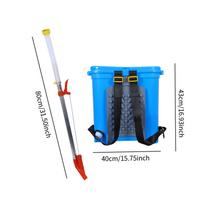 Nugarinis granuliuotos trąšos barstytuvas 40x43cm Daugiafunkcis 25L talpos Žemės ūkio rankinis tręšimo įrankis Taupantis jėgas mėlyna