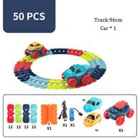 Kid Changeable Track With Led Magic Race Car Racing Track Set Flexible Railway Assembled Roller Gift For Boy Toy 3-14 Years Old blue