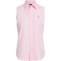 Polo Ralph Lauren Solid Color Polo Collar Logo Embroidered Sleeveless Shirt Women shirts Pink 211968896-003 S white