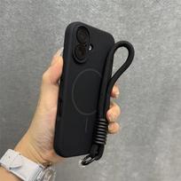 Originalus Candy skysto silikono Magsafe dėklas iPhone 17 16 15 14 13 12 Pro Max telefonui, minkštas, atsparus smūgiams, su magnetine virvele, dirželiu, dangteliu For iphone 12Promax gray