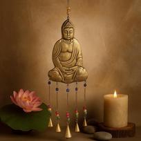 Buddha Wind Chime, 5 Brass Bells Handcrafted