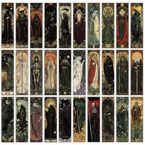 30PCS Creative Gothic Style Dark Wizard Bookmarks High Beauty Cards Reading Book Tags DIY Annotated Bookmarks DWSQ03 black