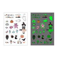 Waterproof Glow-in-the-Dark Halloween Tattoo Stickers - Disposable & Fun Elements 210x150mm gray