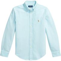 Polo Ralph Lauren Laiski marškiniai su siuvinėtu arkliuku, sagomis, ilgomis rankovėmis, ikoniški Oksfordo audinio, su apvalia kloste, vaikiški viršutiniai drabužiai 323A12748-002 L white
